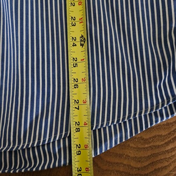 Chaps Mens Blue White Vertical Striped Button Down Shirt Size XL Classic Fit Dad - Picture 8 of 8